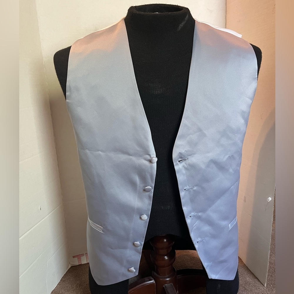 Mens Azazie Dusty blue Button-Up Vest Sz S - Picture 2 of 6